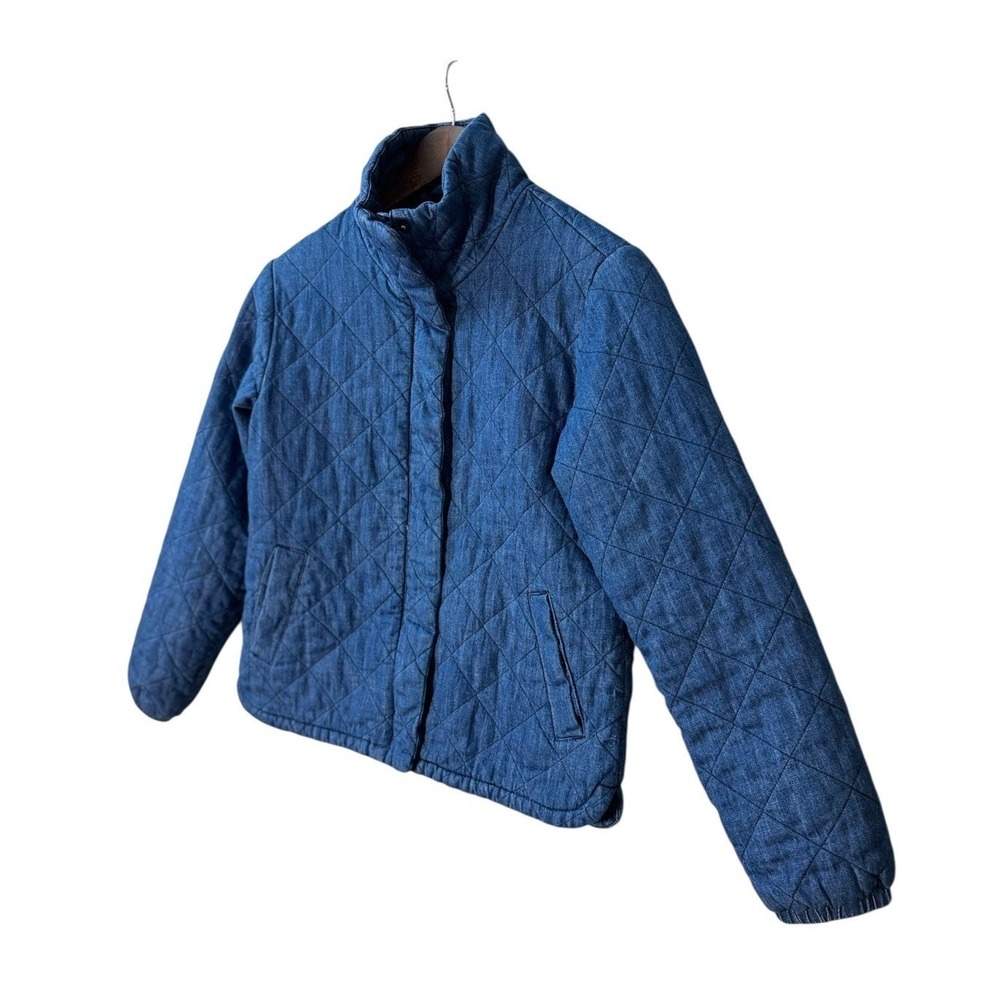 Old Navy Womens Quilted Chambray Jacket XS Blue Lightweight‎ Puffer Casual - Picture 4 of 11